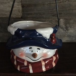 Ceramic Snowman bowl/candle holder